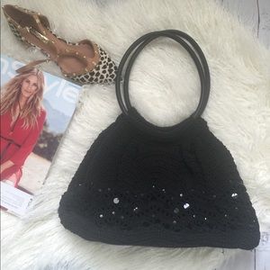 Black crochet bag